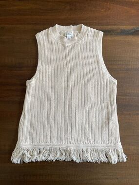 J. Crew Cream Ribbed Knit Crewneck Sweater
